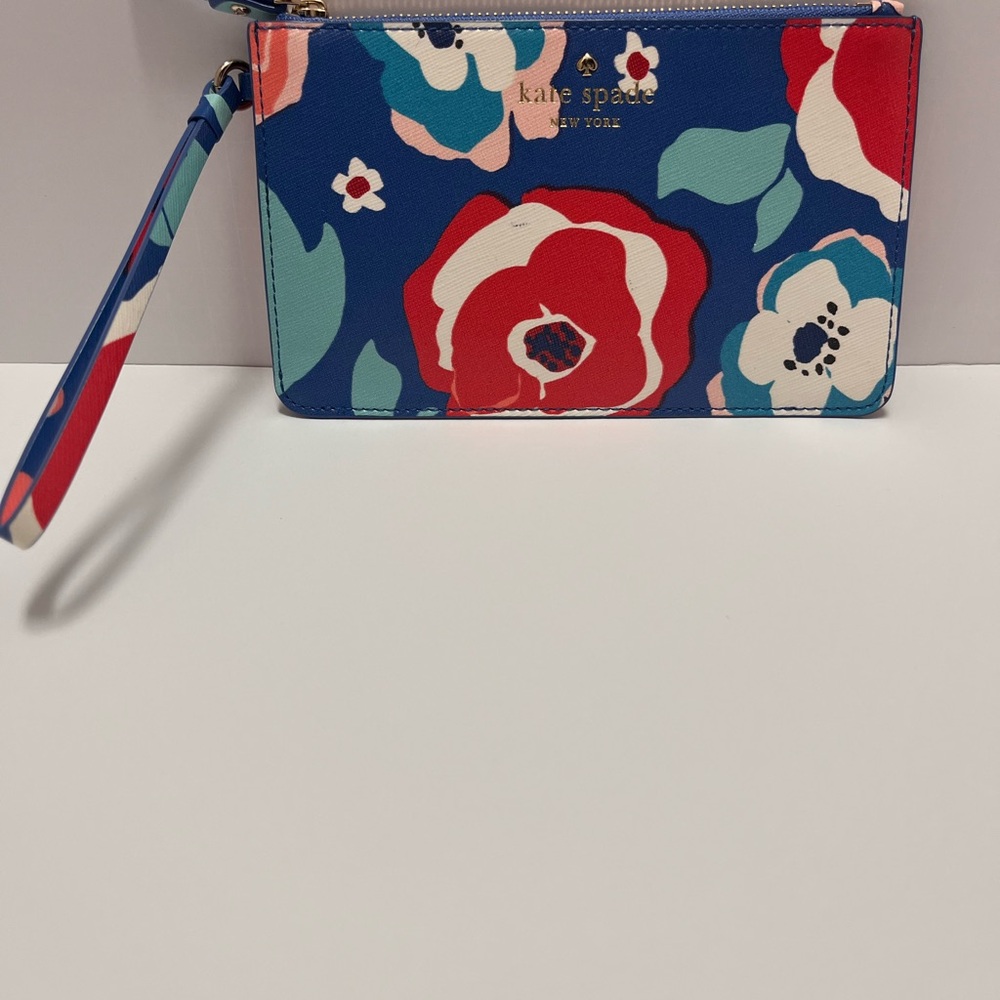 Kate Spade Floral Wristlet - Blue, Red, Teal and white